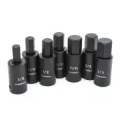 Husky 7 Piece Standard Steel Tool 3/8" 1/2" 1/4" Drive Impact Hex Bit Socket Set