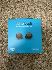 Amazon Echo Buds 2nd Gen Wireless In-Ear Headset, Black - Wireless Charging Case