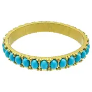 Beautiful Vintage Simulated Turquoise 20Ct Round Cut Bangle 7.5inch Silver 925