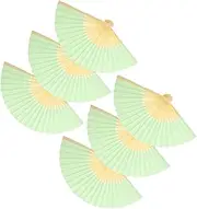 HAWILLOSCH 6pcs Hand Fans Bulk Vintage Chinese Fabric Folding Fans Lightweight Portable for Wedding Summer Travel