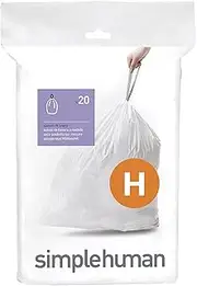 Simplehuman Code H 30-35L Custom Fit Bin Liners, White, CW0168