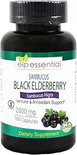 Black Elderberry Capsules 2000mg | 100 Count | Super Concentrated Sambucus Extract ,Antioxidant and Immune Support