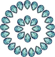 uxcell 48 Pcs 3D Teardrop Rhinestones Diamond Nail Charm Crystal Pointback K9 Glass Rhinestones Crystal Gems for Jewelry Making, Craft, 10x14mm, Dark Green