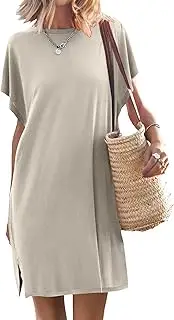 [Generic] Women’s Summer T Shirt Dress 2025 Beach Vacation Travel Outfits Casual Soft Mini Sundress Cover Up Clothes