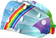 [WOSHJIUK] Working Hat 2 Pack Scrub Caps for Women,Rain on The grassRainbow Umbrella,Tie Back Cap Adjustable Scrub Hat
