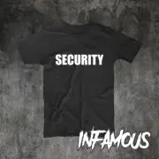 Security T-SHIRT bouncer doorman uniform nightclub fancy dress birthday gift
