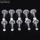 10pcs Punk Bar Lip Ring Stud Piercing Labret Prong Tragus Pierced Jewlery (LT30)