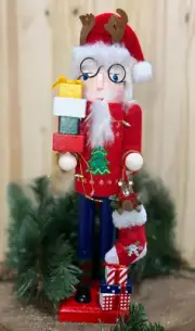 Wood Nutcracker with Christmas Sweater Mantel Decoration Holiday Gift