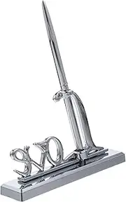 STOBOK Pen Holder + Pen Party Wedding Bride Proposal Stand Multifunctional Disco Sign Fancy Guest Booth Plated Engraved Birthday Quinceanera Dining Engagement Metallic Love Holders Silver