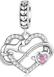 [LES FOLIES DI PAOLA GRIECO] Heart Love Pink Cat Charm 925 Silver Charm - Les Folies Fits Pandora Sterling Silver Cubic Zirconia, Sterling Silver, Cubic Zirconia