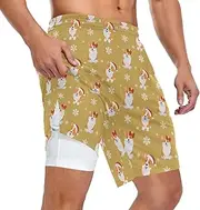 [ZZXXB] Merry Christmas Corgi Dog Snowflake Athletic Shorts for Men with Pockets 2 in 1 Quick Dry Running Shorts S-3XL