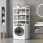 3 Tier Metal Storage Shelf for Bathroom and Laundry Room Over Washing Machine/Toilet Organizer Rack White Color Space Saving Shelving Units