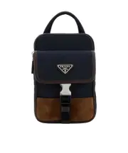 Re-Nylon and leather smartphone case One size Blue/coffee