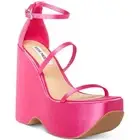 Steve Madden Womens Varia Satin Strappy Buckle Wedge Heels Shoes BHFO 3440