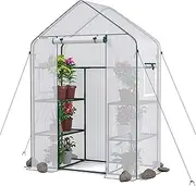 WORKPRO Greenhouse, 56"X 28" X 77" Portable Small Greenhouses for Outdoors & Indoors, Sturdy Green House Kit with Thicken PE Cover, Windows, 3 Tier 4 Shelves for Patio, Backyard, Balcony