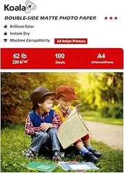 KOALA Double Sided Matte Inkjet Photo Paper A4, 230gsm, 100 Sheets for Inkjet Printers. Suitable for Printing Photos, Brochures, Covers, Certificates, Booklets, Flyers, Leaflets, Cards, Calendars
