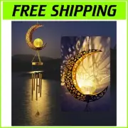 Durable and Beautiful Moon Wind Chimes with Solar Light for Outdoor Spaces