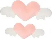 Cabilock 1Set Heart Shaped Car Pillow Cute Lumbar Support Headrest Pillow with Wing Decor for Comfortable Driving Durable Car Seat Back Support for Car Seats