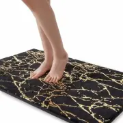 Marble Bathroom Rug Black and Gold Decor Bathroom Rugs Non Slip Bath Mat Supe...