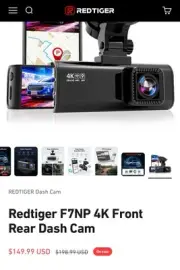 REDTIGER Dash Camera 4K Front and Rear Dash Cam Built-In WiFi & GPS, App control