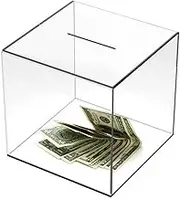 Unopenable Acrylic Money Box,4.7in Savings Challenge Box Clear Cube Money Jar,Piggy Bank for Kids Adults,Transparent Kids Smash Saving Box,Clear Money Box Cant be Opened for Counting Savings