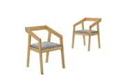 Set Of 2 Nico Fabric Kitchen Dining Chair Armchair Wooden Frame Natural