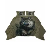 Cool Art Wolf Painted on Concrete Coverlet