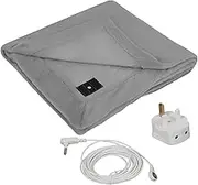 Grounding Blanket, Earthing Bed Sheet, Grounding Sheet Soft Grounded Throw with UK Grounding Plug for Better Sleep Reduce Stress (Grey, 139 x 153cm)