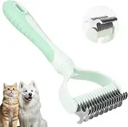 Dematting Comb for Dog and Cat, 2 In 1 Double Sided Pet Grooming Brush, Undercoat Rake Deshedding Tool for Small, Medium & Large Dogs Cat Tangles Removing
