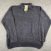 TGV Knightsbridge Sweater Mens Large Blue Collared Deadstock Acrylic Blend NWT