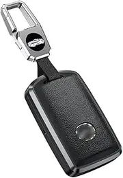 ontto Alu Alloy Car Key Fob Cover Case fit for Mazda 3 CX-30 CX-5 CX-9 Mazda 3 Sedan 2019 2020 Keyring Leather Remote Key Holder Key Shell Keychain Keyless Protector Accessories Black
