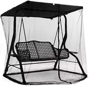 Porch Swing Canopy Black Patio Swing Netting Outdoor Mesh Screen with Zipper Opening and Roof Waterproof Tent(49x61x80.7inch)