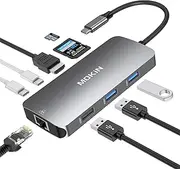 USB C Adapters for MacBook Pro/Air,Mac Dongle with 3 USB Port,USBC to HDMI, RJ45 Ethernet, 9 in 1 USB C to HDMI Adapter,100W Pd Charging,SD/TF Card Reader USB Hub