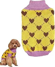 Sweater for Dogs, Dog Sweater Warm Clothes, Turtleneck Pullover Cat Sweater, Dog Clothes Puppy Sweater, Heart Knit Sweater for Cold Weather