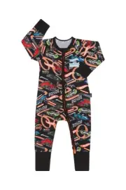 BONDS Baby Hot Wheels Black Cars Zippy Wondersuit Size 00 3-6 Months