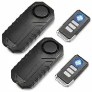 Bike Car Alarm Security System Remote 113dB Wireless Vibration Motion Sensor 2PK