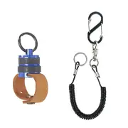 DE096 Magnetic Leather Fly Fishing Net Release Holder with Clip and Lanyard
