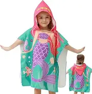 [Generic] Hooded Bath Towel for, Hooded Towels, Cartoon Bath Towel - Portable Absorbent Microfiber Cape, Mermaid Dinosaur Hooded Towels