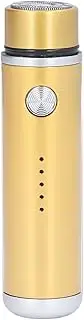 Electric Mini Shaver, Portable Low Noise Power Display USB Shaver, Equipped with Double Shaver Net, Improve Shaving Results(Gold)