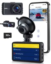 PGYIOO! Dash Cam, Dash Cam Front and Rear,4K+2.5K Ultra HD Dash Camera,175°+1...