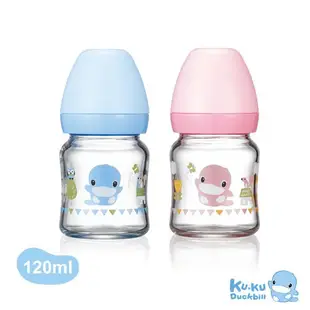 KUKU酷咕鴨 超矽晶寬口玻璃奶瓶120ml(小叮噹婦嬰用品)