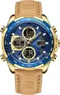 Watches Men's Quartz Waterproof Analog Sport Multifunctional/Digital/Blue/Gold.