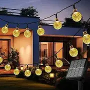 Solar String Lights for Outside, 36FT 60LEDs Crystal Globe Lights Warm White