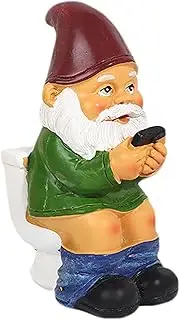 Funny Garden Gnomes 5'' Tall Naughty Gnome Garden Gnome Statue Sitting on Toilet Reading Phone Waterproof Resin Half Naked Gnomes Decor for Patio, Yard, Lawn 1 Naked Gnomes Gnomes with Guns Gar