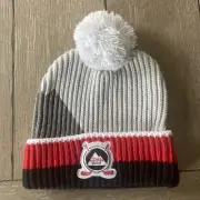 New! Coors Light Detroit Red Wings Mountains Gray Knit Beanie Poof ball Hat Cap