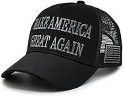 [Generic] MAGA Hat Donald Trump Hat Red Black Dark MAGA Hat 2024 Trump Merchandise 45-47 Slogan，USA Flag Mesh Baseball Cap