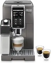 De'Longhi Dinamica Plus ECAM370.95.T, Automatic Coffee Machine, Built-In Adjustable Grinder, Automatic Milk Frother, 2 Espresso at Once, Up to 12 One-Touch Recipes,3.5” Display, Connectivity, Silver