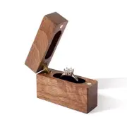 Wislist Wooden Engagement Ring Box Small Slim Flat Ring Case for Proposal,Wed...