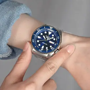 SEIKO 精工5號 Sports系列 藍水鬼潛水錶 藍面 不鏽鋼錶帶 自動上鍊機械腕錶