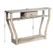 Modern Grey Entryway Console Table with Storage Drawer and Shelf, 120 cm